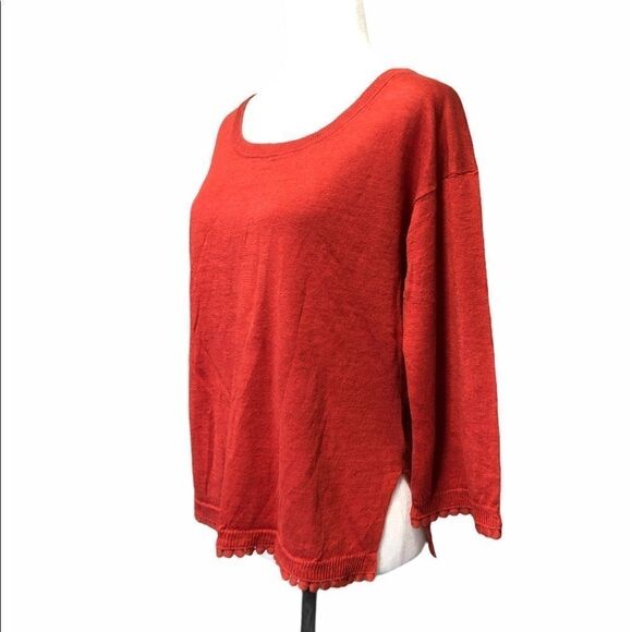 🚨 J. Crew Linen Burnt Orange Knitted Blouse - Picture 2 of 8